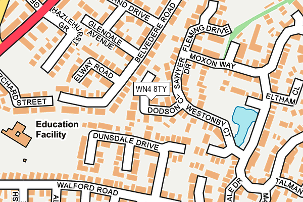 WN4 8TY map - OS OpenMap – Local (Ordnance Survey)