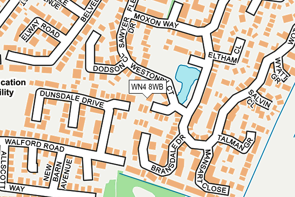 WN4 8WB map - OS OpenMap – Local (Ordnance Survey)