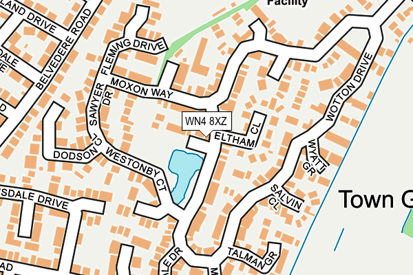 WN4 8XZ map - OS OpenMap – Local (Ordnance Survey)