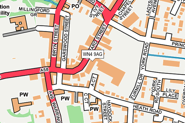 WN4 9AG map - OS OpenMap – Local (Ordnance Survey)