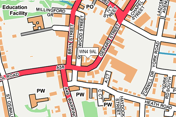 WN4 9AL map - OS OpenMap – Local (Ordnance Survey)