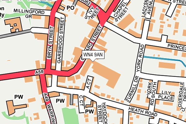WN4 9AN map - OS OpenMap – Local (Ordnance Survey)