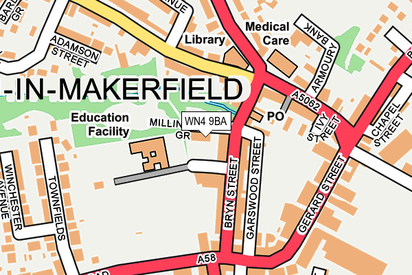 WN4 9BA map - OS OpenMap – Local (Ordnance Survey)