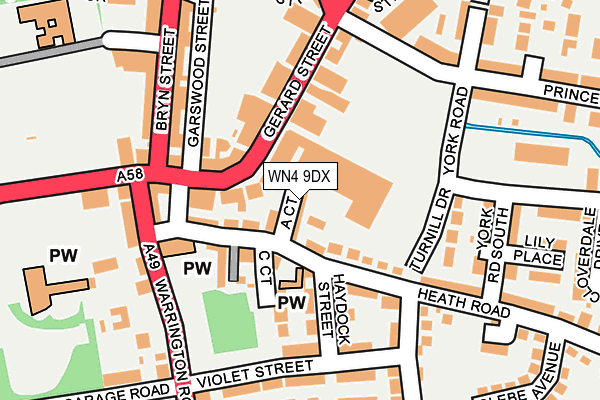 WN4 9DX map - OS OpenMap – Local (Ordnance Survey)