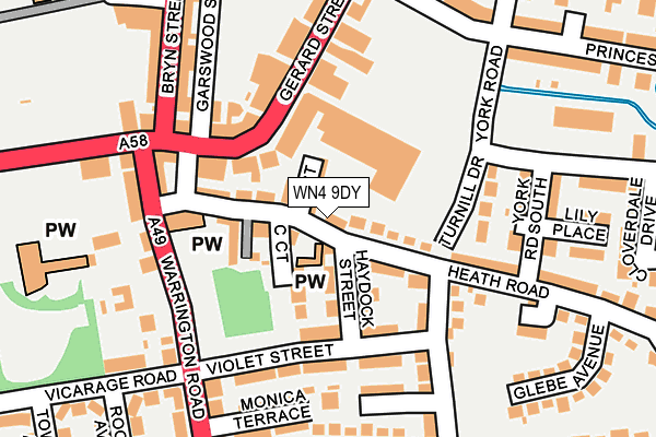 WN4 9DY map - OS OpenMap – Local (Ordnance Survey)