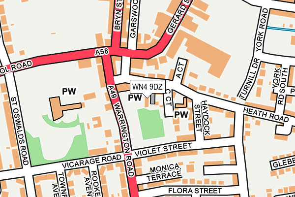 WN4 9DZ map - OS OpenMap – Local (Ordnance Survey)