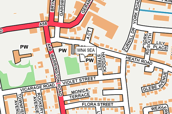 WN4 9EA map - OS OpenMap – Local (Ordnance Survey)