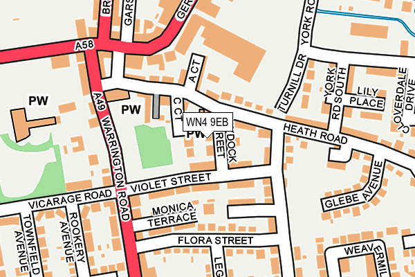WN4 9EB map - OS OpenMap – Local (Ordnance Survey)