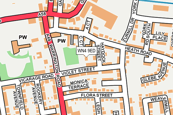 WN4 9ED map - OS OpenMap – Local (Ordnance Survey)