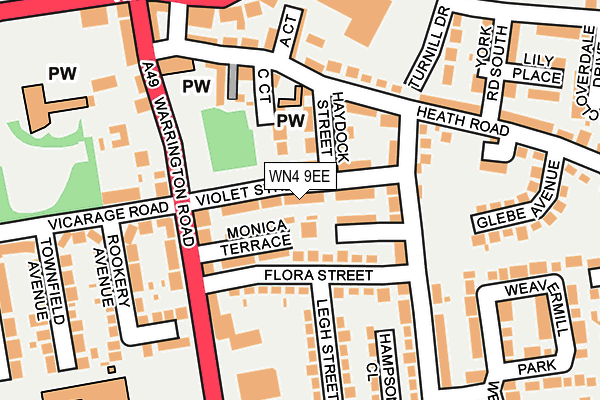 WN4 9EE map - OS OpenMap – Local (Ordnance Survey)