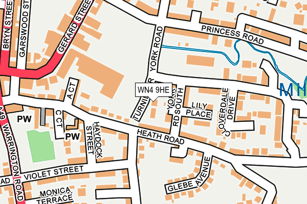 WN4 9HE map - OS OpenMap – Local (Ordnance Survey)