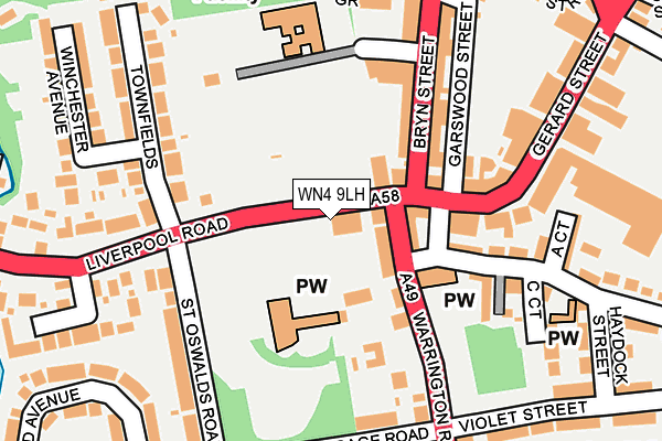 WN4 9LH map - OS OpenMap – Local (Ordnance Survey)