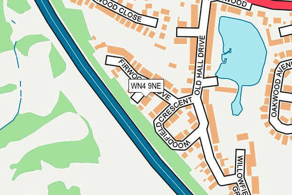 WN4 9NE map - OS OpenMap – Local (Ordnance Survey)