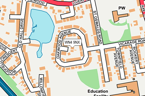 WN4 9NX map - OS OpenMap – Local (Ordnance Survey)