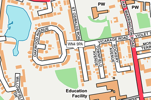 WN4 9PA map - OS OpenMap – Local (Ordnance Survey)