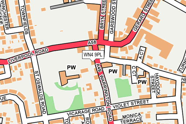 WN4 9PL map - OS OpenMap – Local (Ordnance Survey)