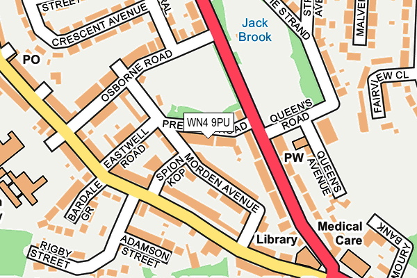 WN4 9PU map - OS OpenMap – Local (Ordnance Survey)