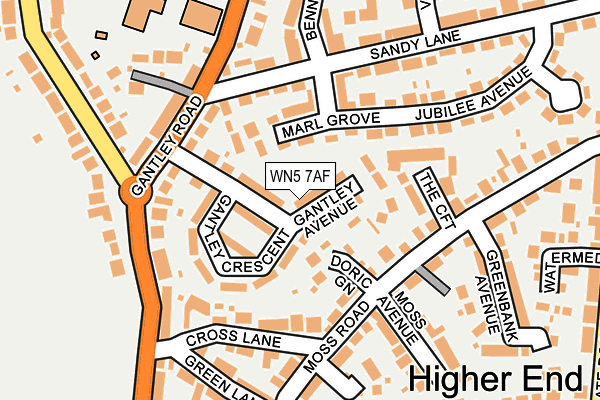 WN5 7AF map - OS OpenMap – Local (Ordnance Survey)