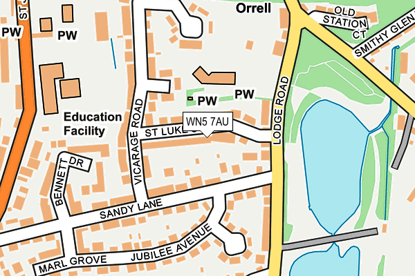 WN5 7AU map - OS OpenMap – Local (Ordnance Survey)