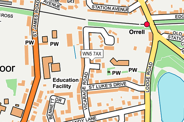 WN5 7AX map - OS OpenMap – Local (Ordnance Survey)
