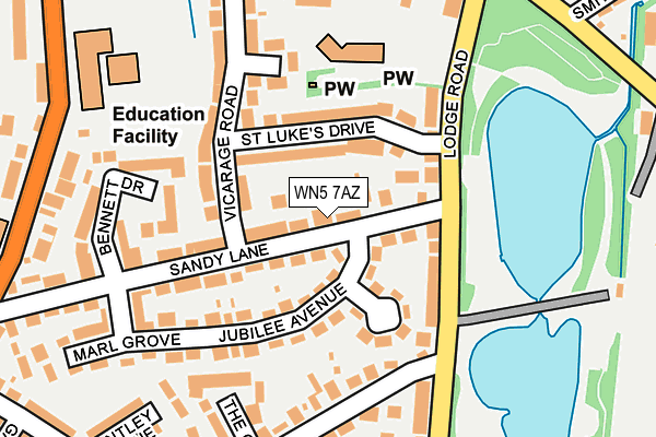 WN5 7AZ map - OS OpenMap – Local (Ordnance Survey)