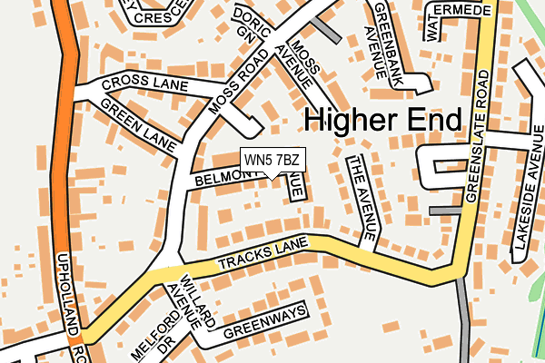 WN5 7BZ map - OS OpenMap – Local (Ordnance Survey)