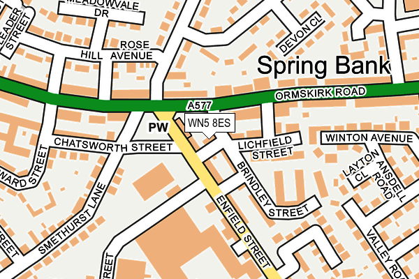WN5 8ES map - OS OpenMap – Local (Ordnance Survey)