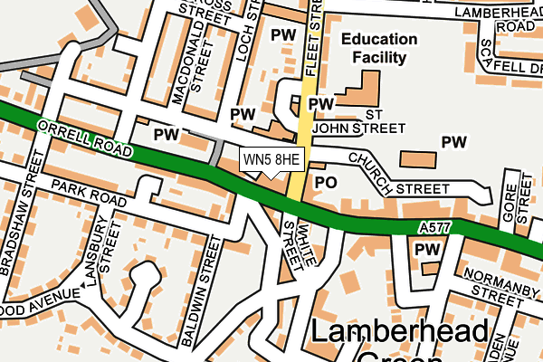 WN5 8HE map - OS OpenMap – Local (Ordnance Survey)