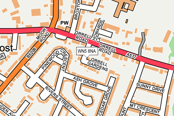 WN5 8NA map - OS OpenMap – Local (Ordnance Survey)