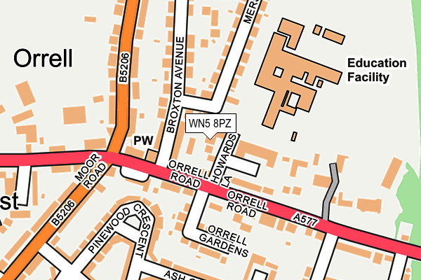 WN5 8PZ map - OS OpenMap – Local (Ordnance Survey)