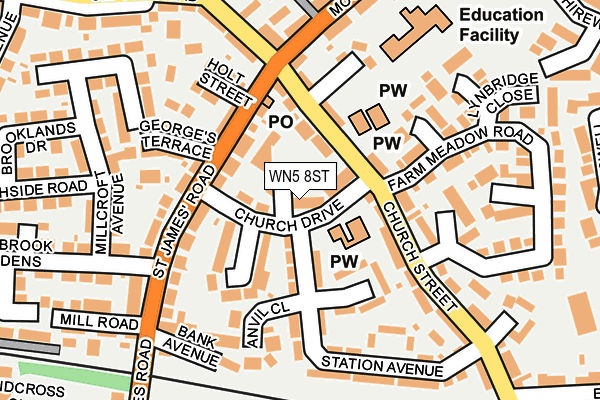 WN5 8ST map - OS OpenMap – Local (Ordnance Survey)