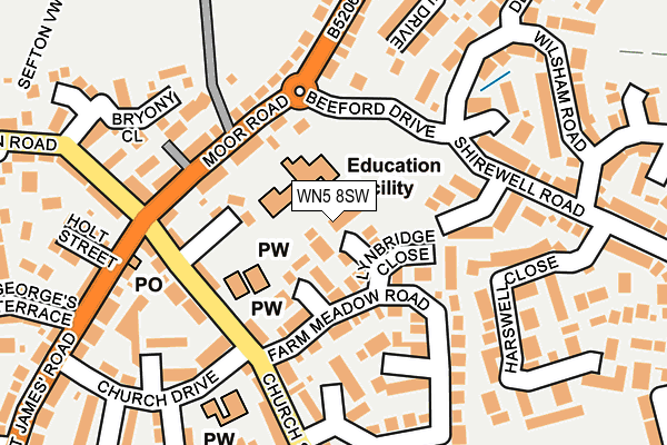 WN5 8SW map - OS OpenMap – Local (Ordnance Survey)