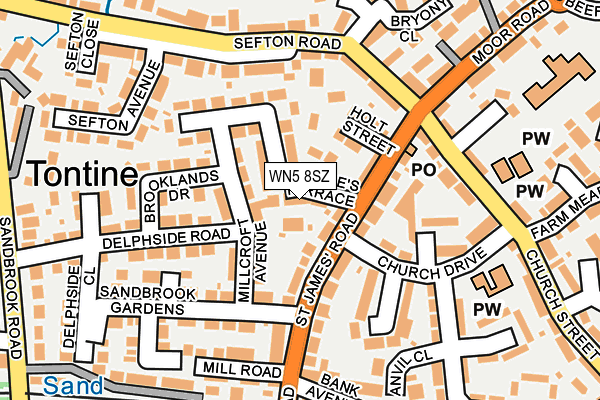 WN5 8SZ map - OS OpenMap – Local (Ordnance Survey)