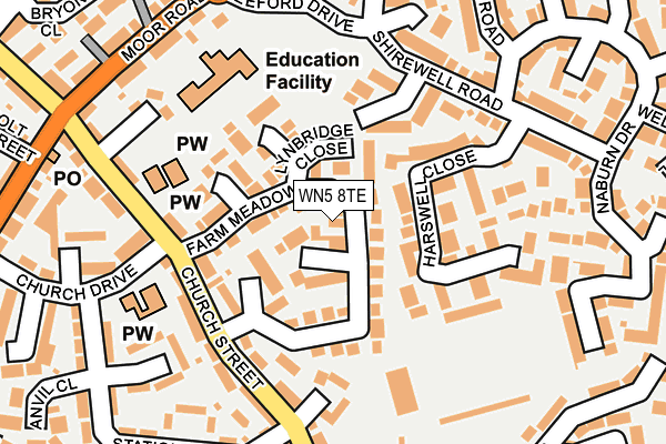 WN5 8TE map - OS OpenMap – Local (Ordnance Survey)