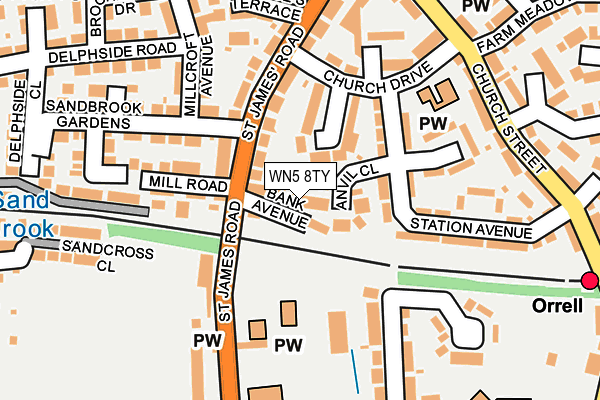 WN5 8TY map - OS OpenMap – Local (Ordnance Survey)