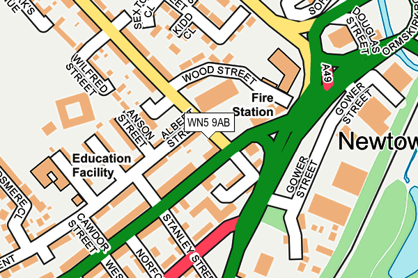 WN5 9AB map - OS OpenMap – Local (Ordnance Survey)