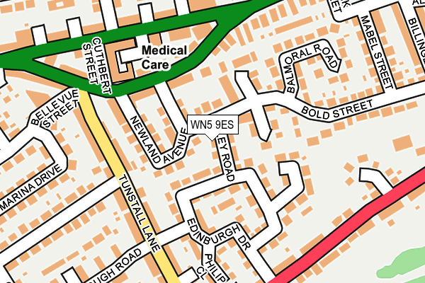 WN5 9ES map - OS OpenMap – Local (Ordnance Survey)