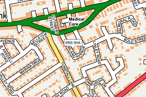WN5 9HA map - OS OpenMap – Local (Ordnance Survey)