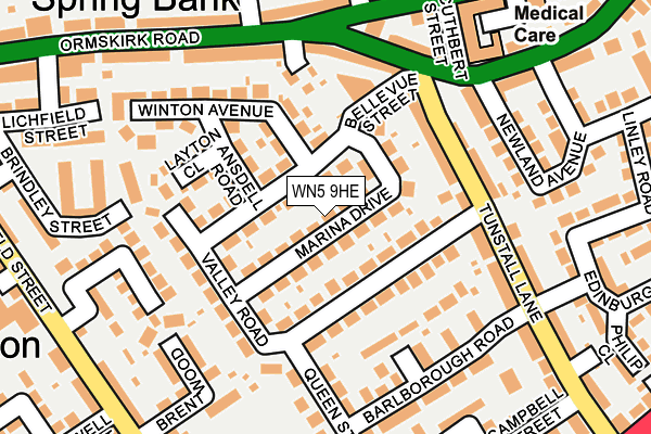 WN5 9HE map - OS OpenMap – Local (Ordnance Survey)