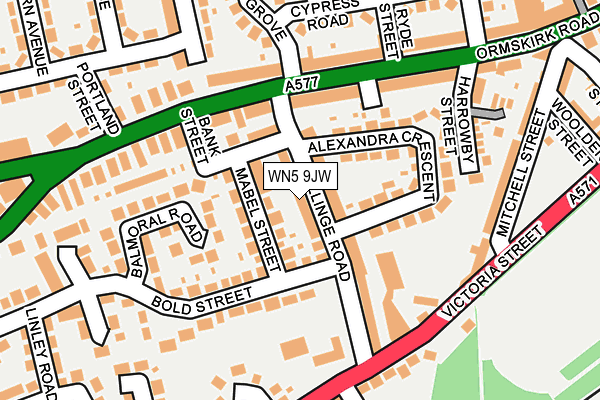 WN5 9JW map - OS OpenMap – Local (Ordnance Survey)