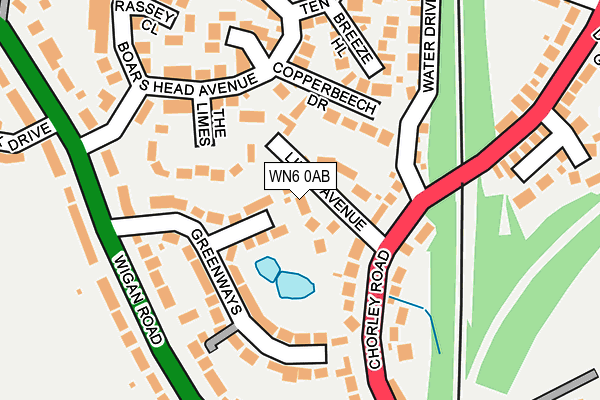 WN6 0AB map - OS OpenMap – Local (Ordnance Survey)