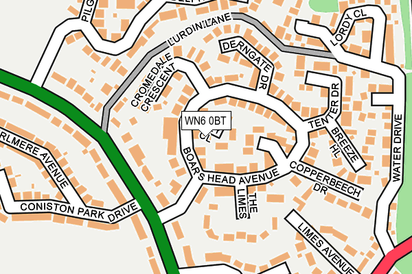 WN6 0BT map - OS OpenMap – Local (Ordnance Survey)