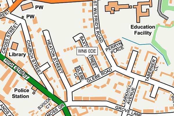 WN6 0DE map - OS OpenMap – Local (Ordnance Survey)