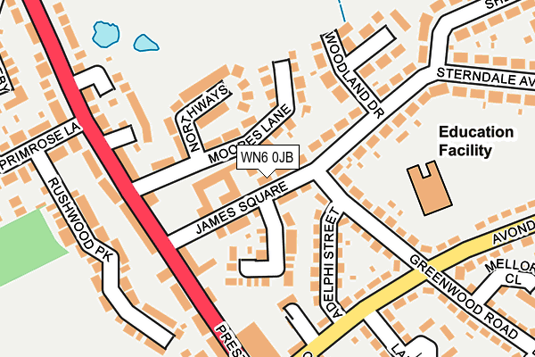 WN6 0JB map - OS OpenMap – Local (Ordnance Survey)