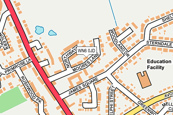 WN6 0JD map - OS OpenMap – Local (Ordnance Survey)