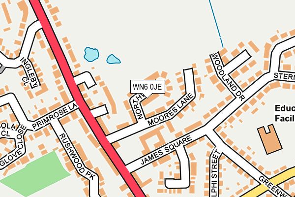 WN6 0JE map - OS OpenMap – Local (Ordnance Survey)