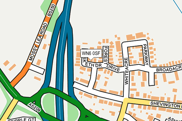 WN6 0SF map - OS OpenMap – Local (Ordnance Survey)