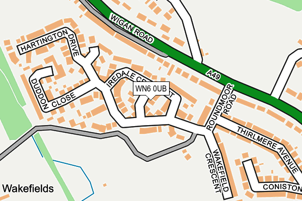 WN6 0UB map - OS OpenMap – Local (Ordnance Survey)