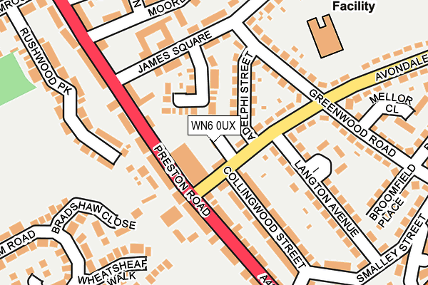 WN6 0UX map - OS OpenMap – Local (Ordnance Survey)