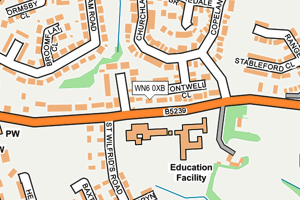 WN6 0XB map - OS OpenMap – Local (Ordnance Survey)